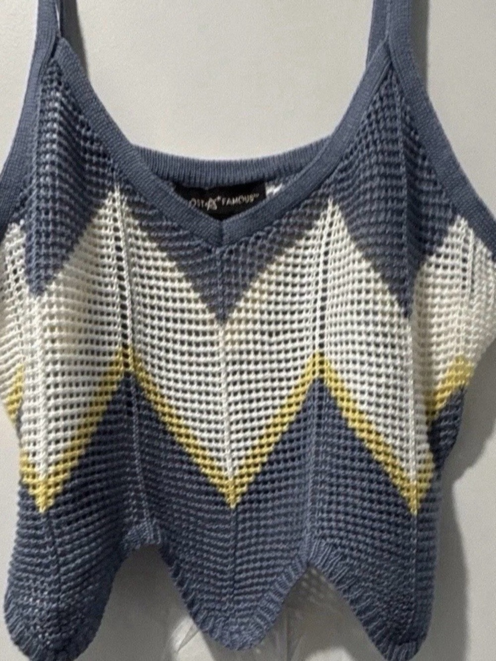 XL Hippie Chevron Knit Crop Top & Skirt Set - Blue/Cream - Picture 2 of 10